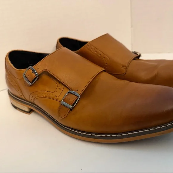 Bar III Tan Jesse Leather Men's Monk Strap Oxfords Men’s 12 - Picture 3 of 12